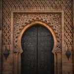 Detailed ornate Moroccan doorway showcasing Islamic architectural style in Rabat, Morocco.